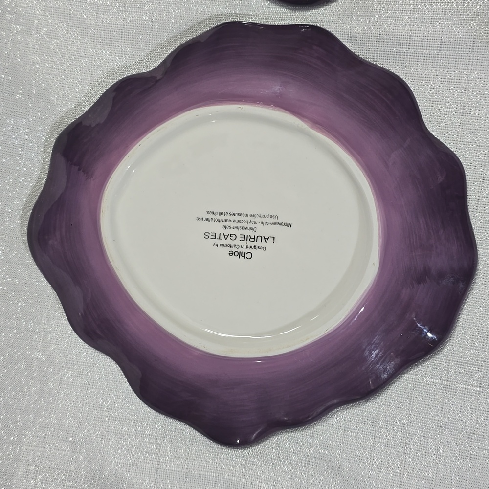 Laurie Gates Chloe Design Purple Floral Decorative Small Plate Set Of Two - Picture 11 of 13
